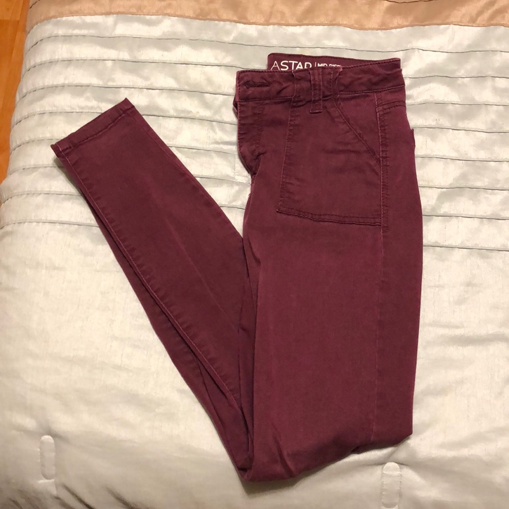 Maroon skinny jeans